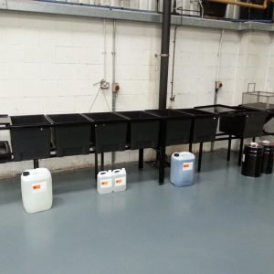 Nickel Free 50 litre tanks, chemicals to fill, frame and baskets (Dewatering oil 833)
